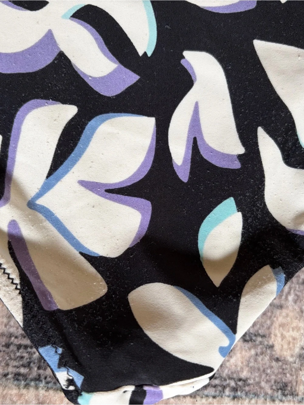 Athleta Girls Black Floral High-Neck Bikini Set with Pastel Accents